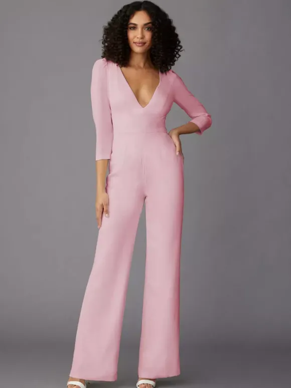 Party Dress For Mother Of The Bride V-Neck Long Sleeves Jumpsuit Wedding Guest Dresses