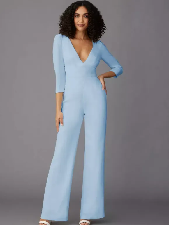 Party Dress For Mother Of The Bride V-Neck Long Sleeves Jumpsuit Wedding Guest Dresses