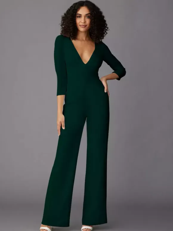 Party Dress For Mother Of The Bride V-Neck Long Sleeves Jumpsuit Wedding Guest Dresses