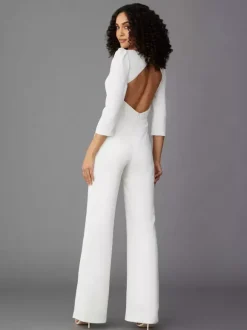 Party Dress For Mother Of The Bride V-Neck Long Sleeves Jumpsuit Wedding Guest Dresses
