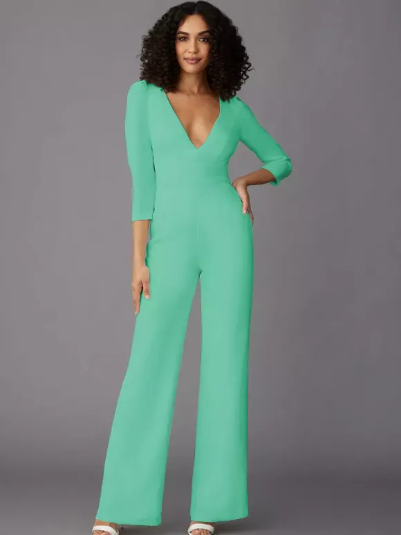Party Dress For Mother Of The Bride V-Neck Long Sleeves Jumpsuit Wedding Guest Dresses