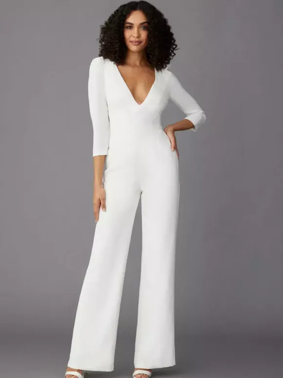 Party Dress For Mother Of The Bride V-Neck Long Sleeves Jumpsuit Wedding Guest Dresses
