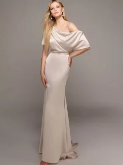 Party Dress For Mother Of The Bride One-Shoulder Short Sleeves A-Line Guest Dresses For Wedding