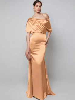 Party Dress For Mother Of The Bride One-Shoulder Short Sleeves A-Line Guest Dresses For Wedding