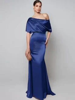 Party Dress For Mother Of The Bride One-Shoulder Short Sleeves A-Line Guest Dresses For Wedding