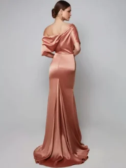 Party Dress For Mother Of The Bride One-Shoulder Short Sleeves A-Line Guest Dresses For Wedding