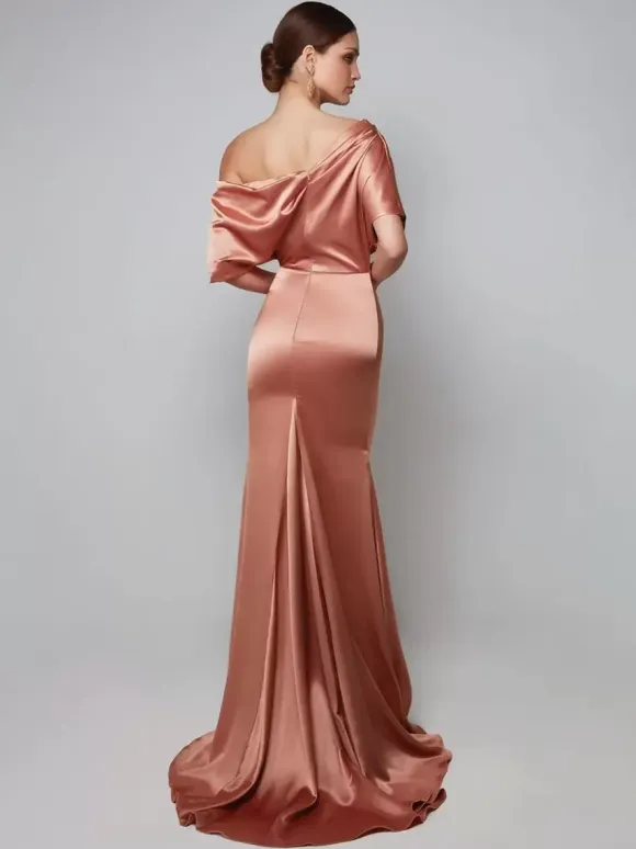Party Dress For Mother Of The Bride One-Shoulder Short Sleeves A-Line Guest Dresses For Wedding