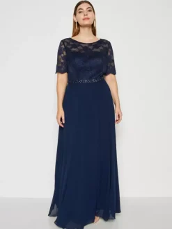Party Dress For Mother Of The Bride Jewel Neck Short Sleeves A-Line Lace Wedding Guest Dresses