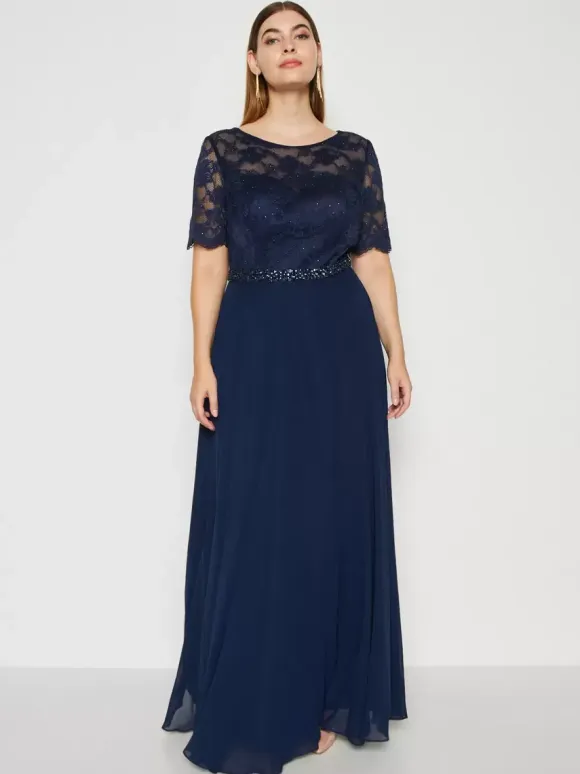 Party Dress For Mother Of The Bride Jewel Neck Short Sleeves A-Line Lace Wedding Guest Dresses