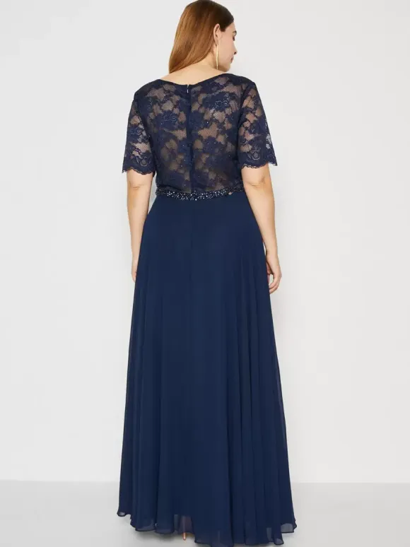 Party Dress For Mother Of The Bride Jewel Neck Short Sleeves A-Line Lace Wedding Guest Dresses