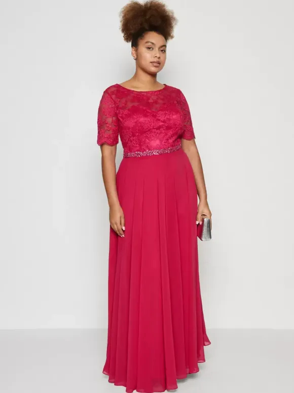 Party Dress For Mother Of The Bride Jewel Neck Short Sleeves A-Line Lace Wedding Guest Dresses