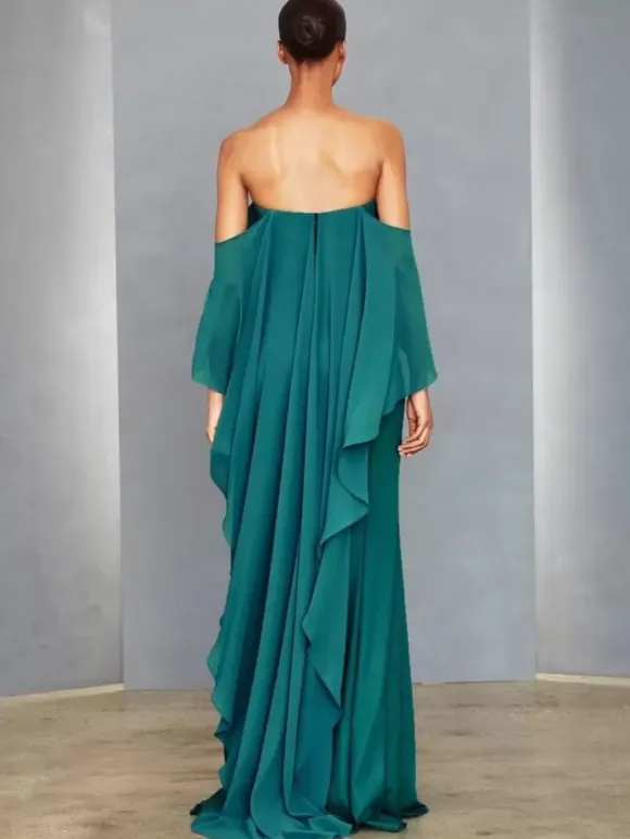 Party Dress For Mother Of The Bride Strapless Sleeveless Mermaid Floor-Length Wedding Guest Dresses