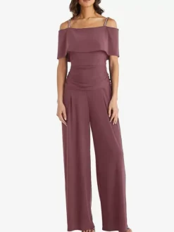 Party Dress For Mother Of The Bride Off-The-Shoulder Sleeveless Jumpsuit Pleated Guest Dresses For Wedding