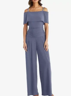 Party Dress For Mother Of The Bride Off-The-Shoulder Sleeveless Jumpsuit Pleated Guest Dresses For Wedding