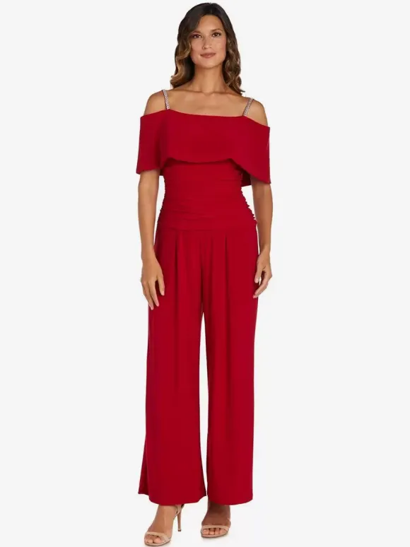 Party Dress For Mother Of The Bride Off-The-Shoulder Sleeveless Jumpsuit Pleated Guest Dresses For Wedding