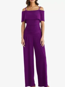 Party Dress For Mother Of The Bride Off-The-Shoulder Sleeveless Jumpsuit Pleated Guest Dresses For Wedding