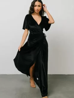 Party Dress For Mother Of The Bride V-Neck Short Sleeves A-Line Split Front Floor-Length Guest Dresses For Wedding