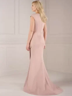 Party Dress For Mother Of The Bride V-Neck Sleeveless Ball Gown Pleated With Train Wedding Guest Dresses