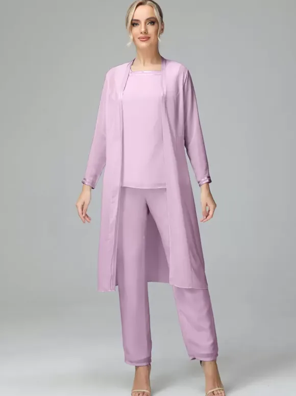 Party Dress For Mother Of The Bride Square Neck Long Sleeves Two-piece Wedding Guest Dresses