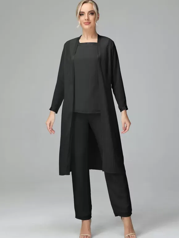 Party Dress For Mother Of The Bride Square Neck Long Sleeves Two-piece Wedding Guest Dresses