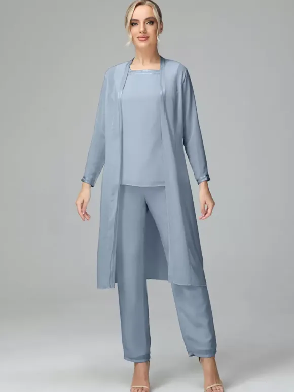 Party Dress For Mother Of The Bride Square Neck Long Sleeves Two-piece Wedding Guest Dresses
