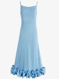 Party Dress Lilac Spaghetti Strap Backless Cupcake Edge Prom Midi Dresses