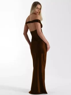 Party Dress Maxi Beige V-Neck Off-Shoulder Backless Chic Semi Formal Summer Gown