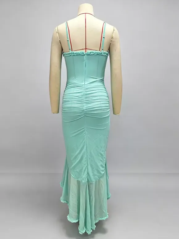 Party Dress Maxi Black Straps Neck Sleeveless Clothes Sexy Semi Formal Dress