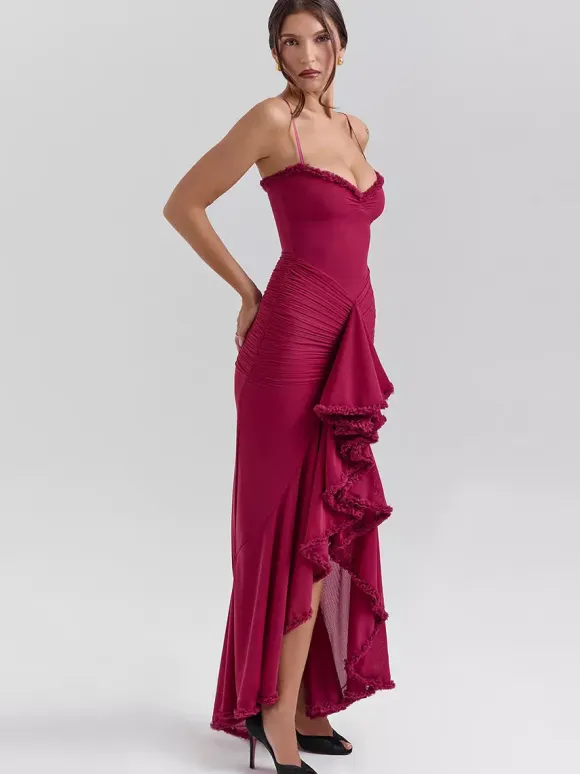 Party Dress Maxi Black Straps Neck Sleeveless Clothes Sexy Semi Formal Dress