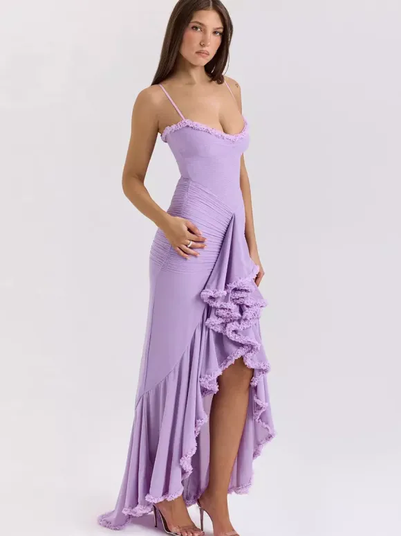 Party Dress Maxi Black Straps Neck Sleeveless Clothes Sexy Semi Formal Dress