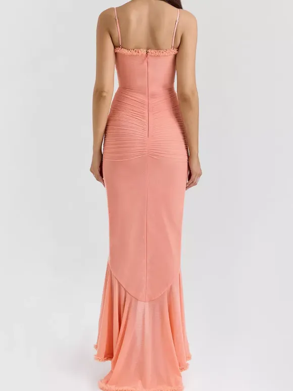 Party Dress Maxi Black Straps Neck Sleeveless Clothes Sexy Semi Formal Dress