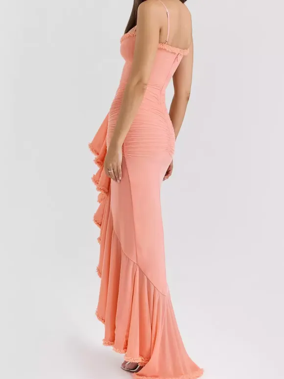 Party Dress Maxi Black Straps Neck Sleeveless Clothes Sexy Semi Formal Dress