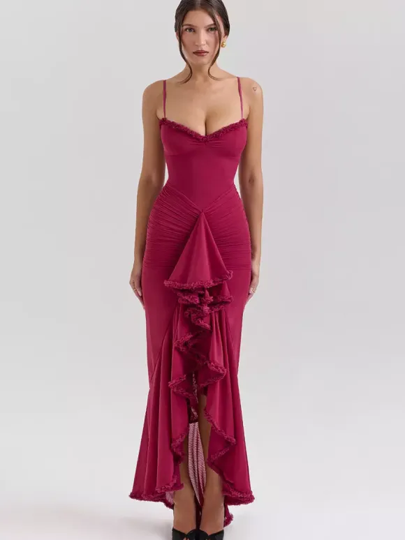 Party Dress Maxi Black Straps Neck Sleeveless Clothes Sexy Semi Formal Dress