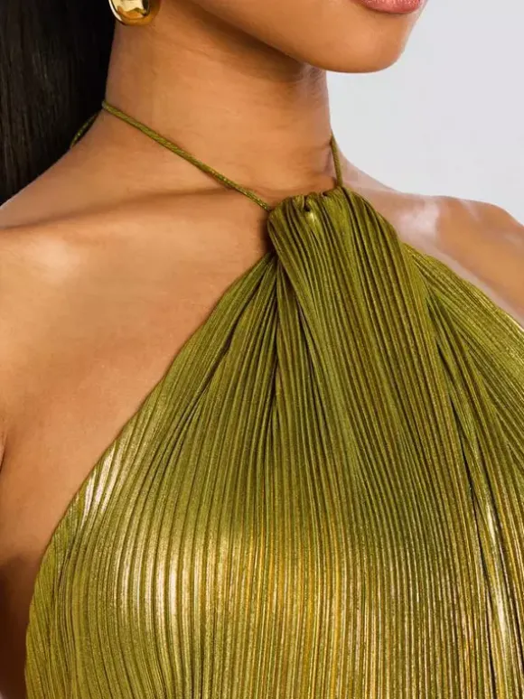 Party Dress Maxi Gold Sleeveless Backless Elegant Semi Formal Gown