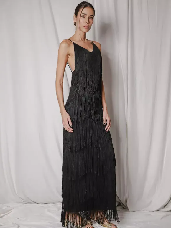 Party Dress Maxi Gold V-Neck Sleeveless Open Shoulder Sexy Semi Formal Summer Dress