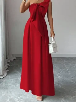 Party Dress Maxi Light Sky Blue One-Shoulder Flowers Sleeveless Asymmetrical Sweet Semi Formal Dress