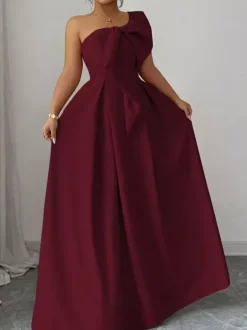 Party Dress Maxi Light Sky Blue One-Shoulder Flowers Sleeveless Asymmetrical Sweet Semi Formal Dress
