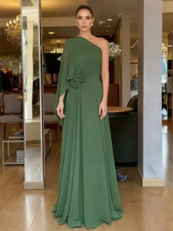 Party Dress Maxi Orange One-Shoulder Sleeveless Clothes Retro Semi Formal Summer Dress