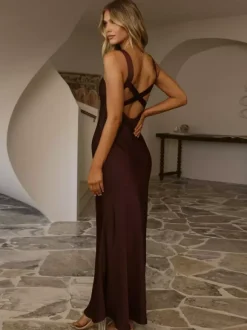 Party Dress Maxi Royal Blue Straps Neck Sleeveless Backless Sexy Semi Formal Gown