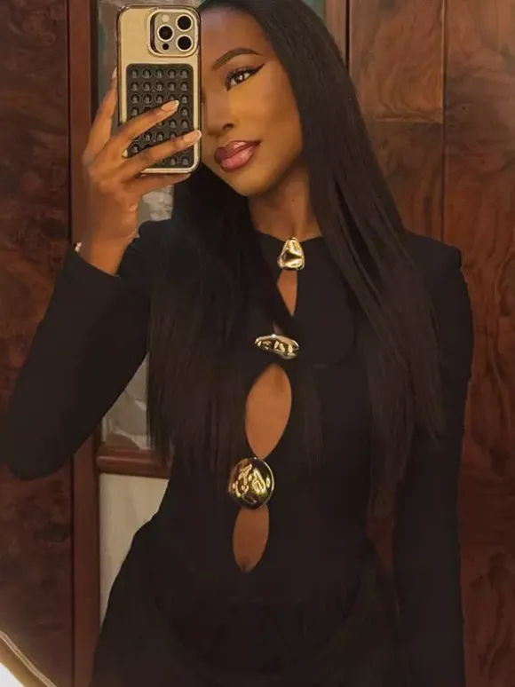 Party Dress Mini Black Jewel Neck Cut Out Long Sleeves Clothes Sexy Semi Formal Dress