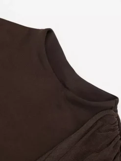 Party Dress Mini Brown Jewel Neck Pleated Sleeveless Backless Sexy Semi Formal Dress