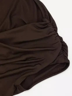 Party Dress Mini Brown One-Shoulder Pleated Backless Sexy Semi Formal Dress
