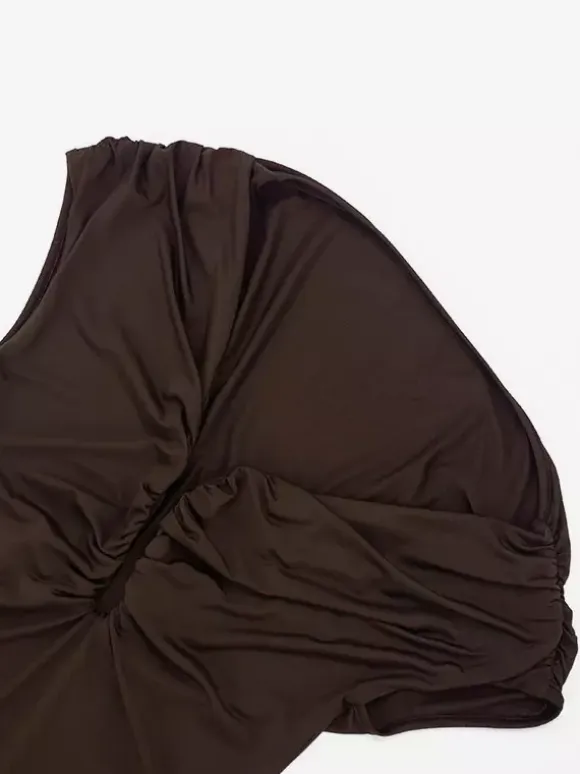 Party Dress Mini Brown One-Shoulder Pleated Backless Sexy Semi Formal Dress