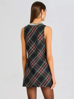 Party Dress Mini Dark Navy V-Neck Rhinestones Sleeveless Sexy Semi Formal Dress