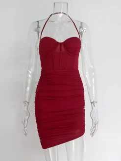 Party Dress Mini Pink Straps Neck Sleeveless Shaping Sexy Semi Formal Dress