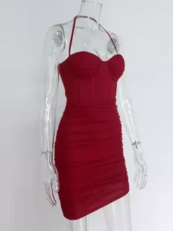 Party Dress Mini Pink Straps Neck Sleeveless Shaping Sexy Semi Formal Dress
