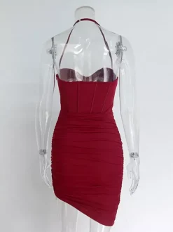 Party Dress Mini Pink Straps Neck Sleeveless Shaping Sexy Semi Formal Dress