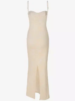 Party Maxi Dresses White Straps Neck Lace Sleeveless Backless Chic Semi Formal Dress