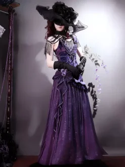 Pastel Gothic Lolita Dresses Ruffle Bowknot Lace Flowers Bows Purple Romance Gothic Lolita Jsk