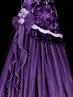 Pastel Gothic Lolita Dresses Ruffle Bowknot Lace Flowers Bows Purple Romance Gothic Lolita Jsk
